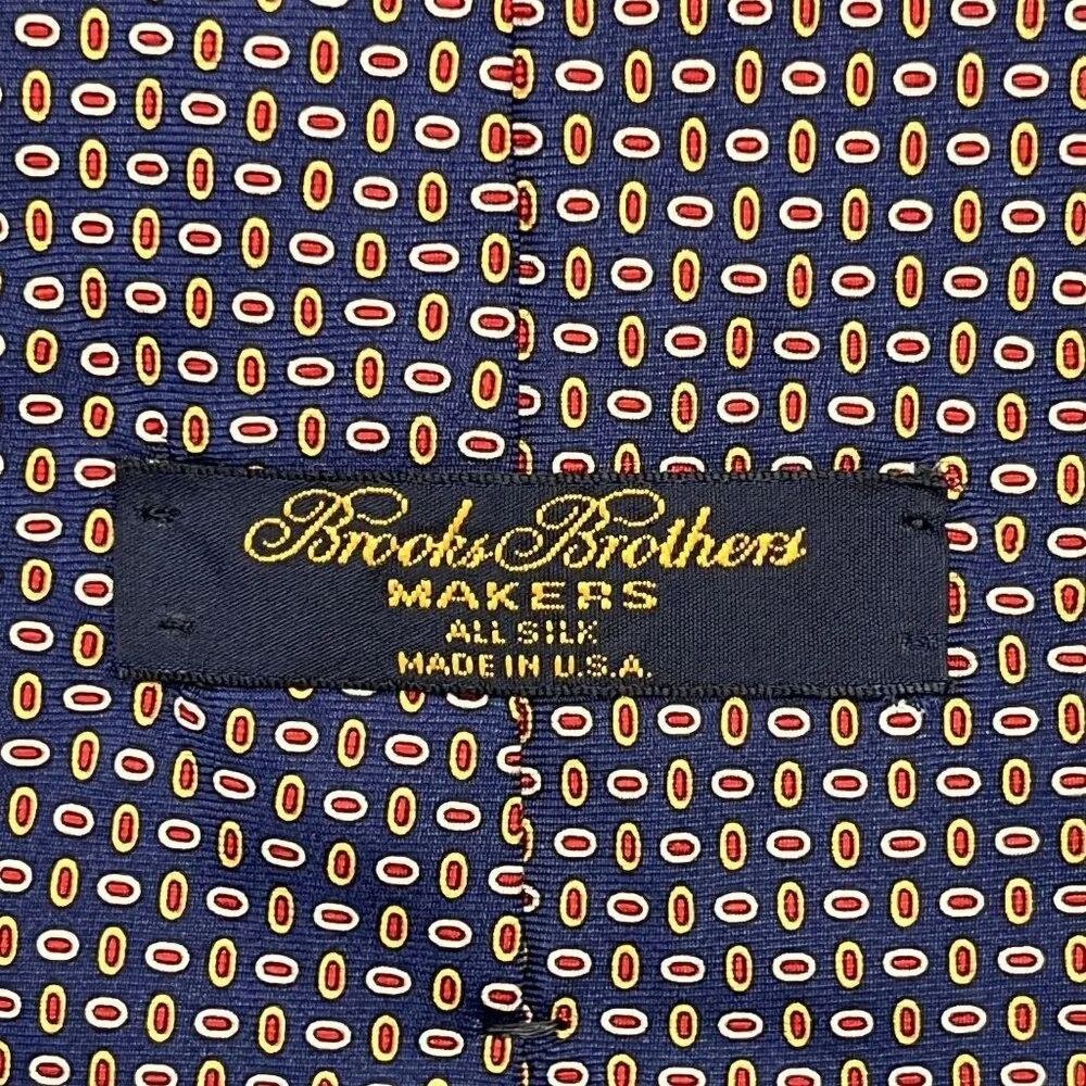 Brooks Brothers Silk Tie Geometric Navy & Red‎ - Made in the USA Vintage
